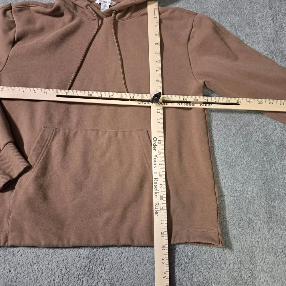 Athleta Womens Medium Retroplush II Hoodie Mauve Brown Fleece Lined Sweatshirt - Picture 2 of 6